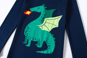 Family Feeling dragon boys pajama bottom blue, matching set for bedtime comfort.