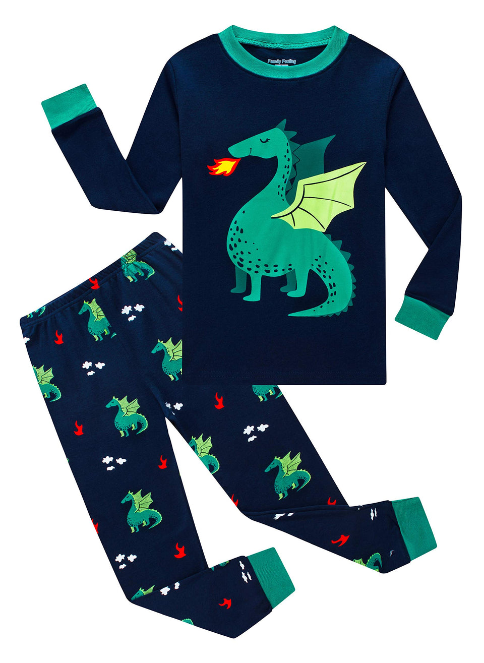 Family Feeling dragon boys pajama top blue, soft cotton for cozy nights.