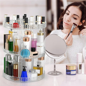 Famitree anti slip base keeps items secure during rotation and daily vanity use