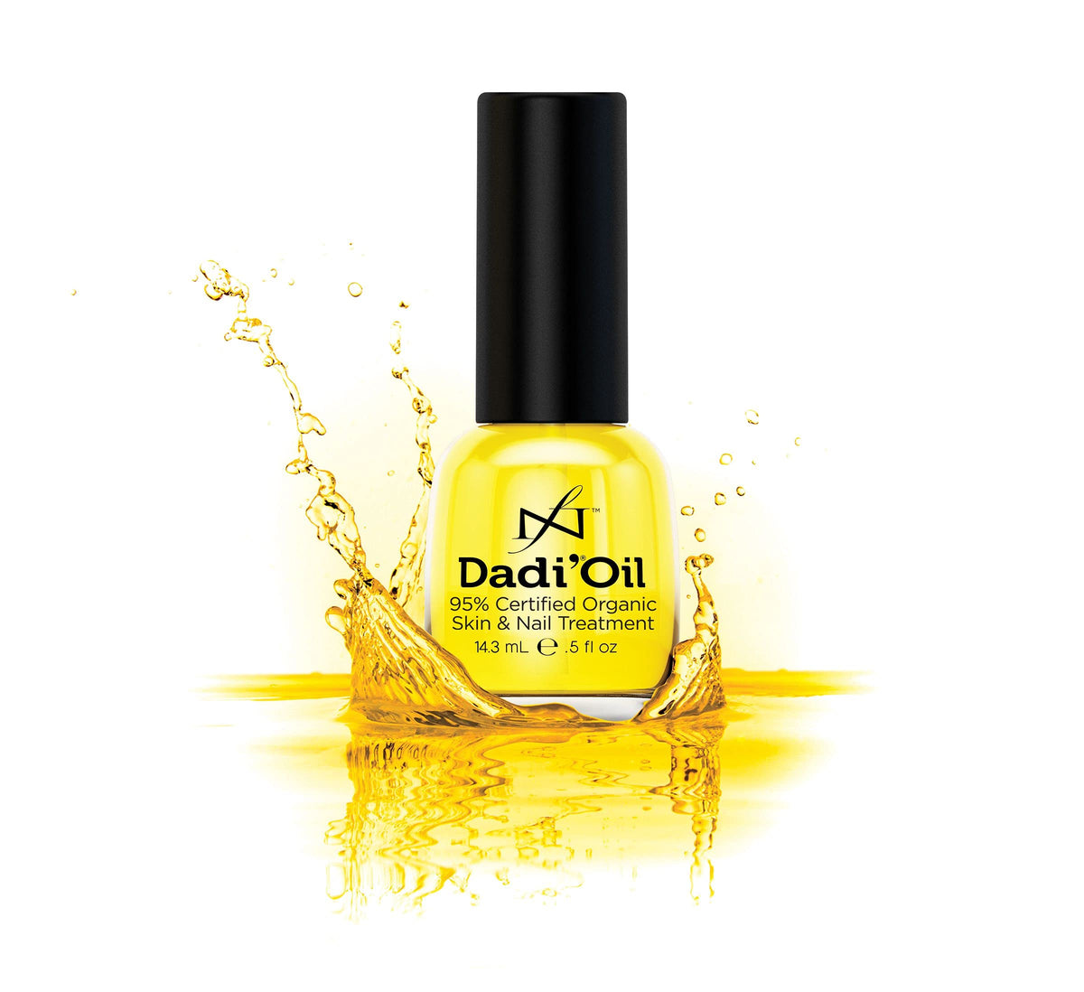 Famous Names Dadi Nail Cuticle Oil being applied to nails for quick absorption.