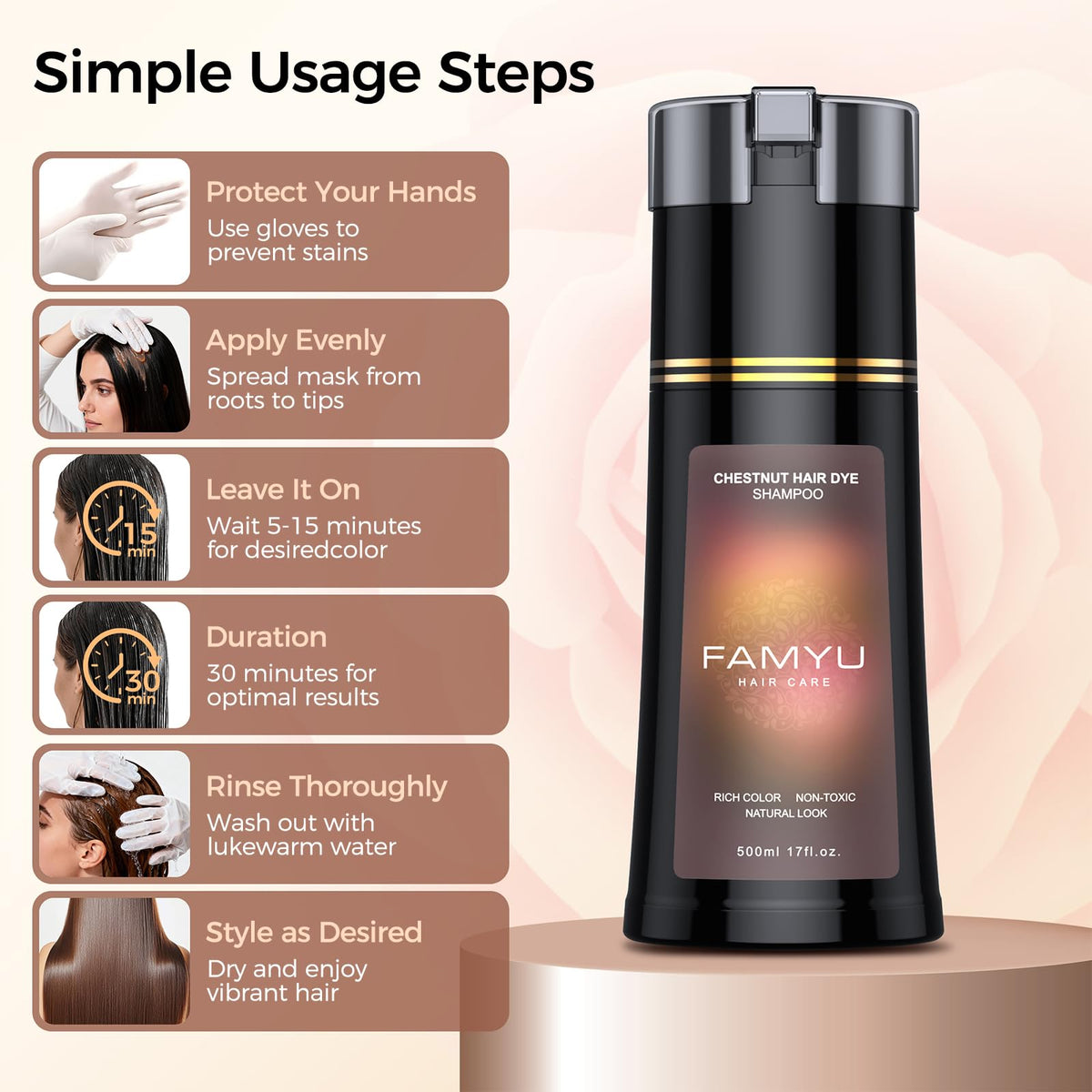 Famyu beard darkening chestnut brown result for cohesive look.