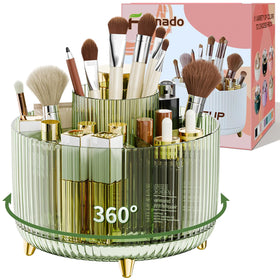 Fanado 360 rotate makeup brush holder, top view for easy access.