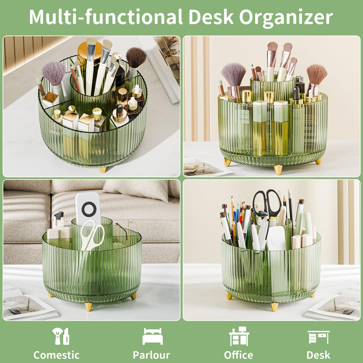 Fanado five compartment makeup storage fits brushes lipstick skincare neatly.
