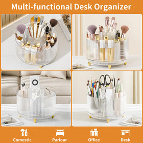 Fanado multi-compartment storage neatly separating brushes, lipsticks, and polishes