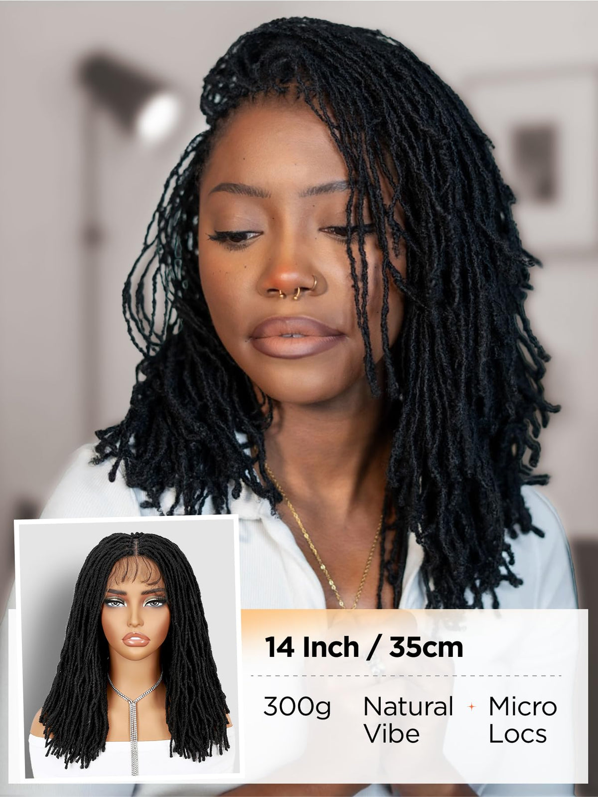FANCEE full lace faux locs wig side view, versatile styling on the go.