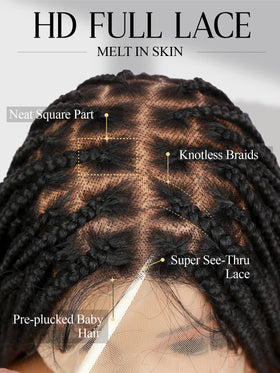 Transparent lace melts into skin for invisible parting.