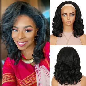 FANCEE Yaki Curly Half Wig showing easy application and natural blend