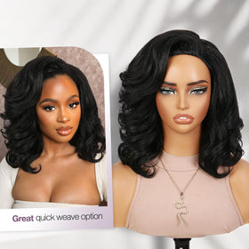 FANCEE Yaki Curly Half Wig demonstrating full-volume bounce