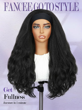 FANCEE Yaki Wavy Headband Wig close-up texture detail for realistic look