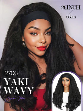 FANCEE Yaki Wavy Headband Wig side view showing easy wear and go convenience