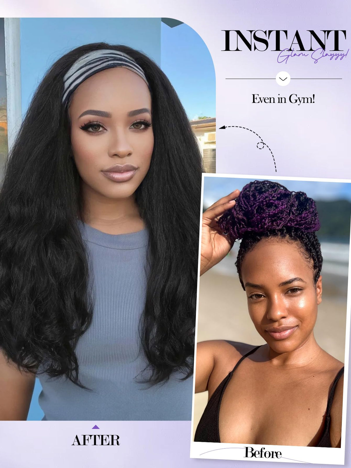 FANCEE Yaki Wavy Headband Wig adjustable band ensures secure fit