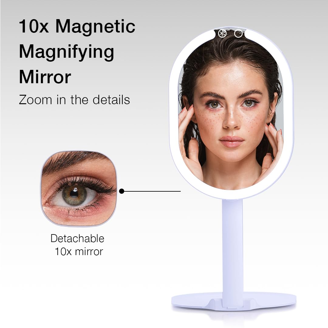 Fancii 10x magnifying mirror attaches magnetically for detail checks.