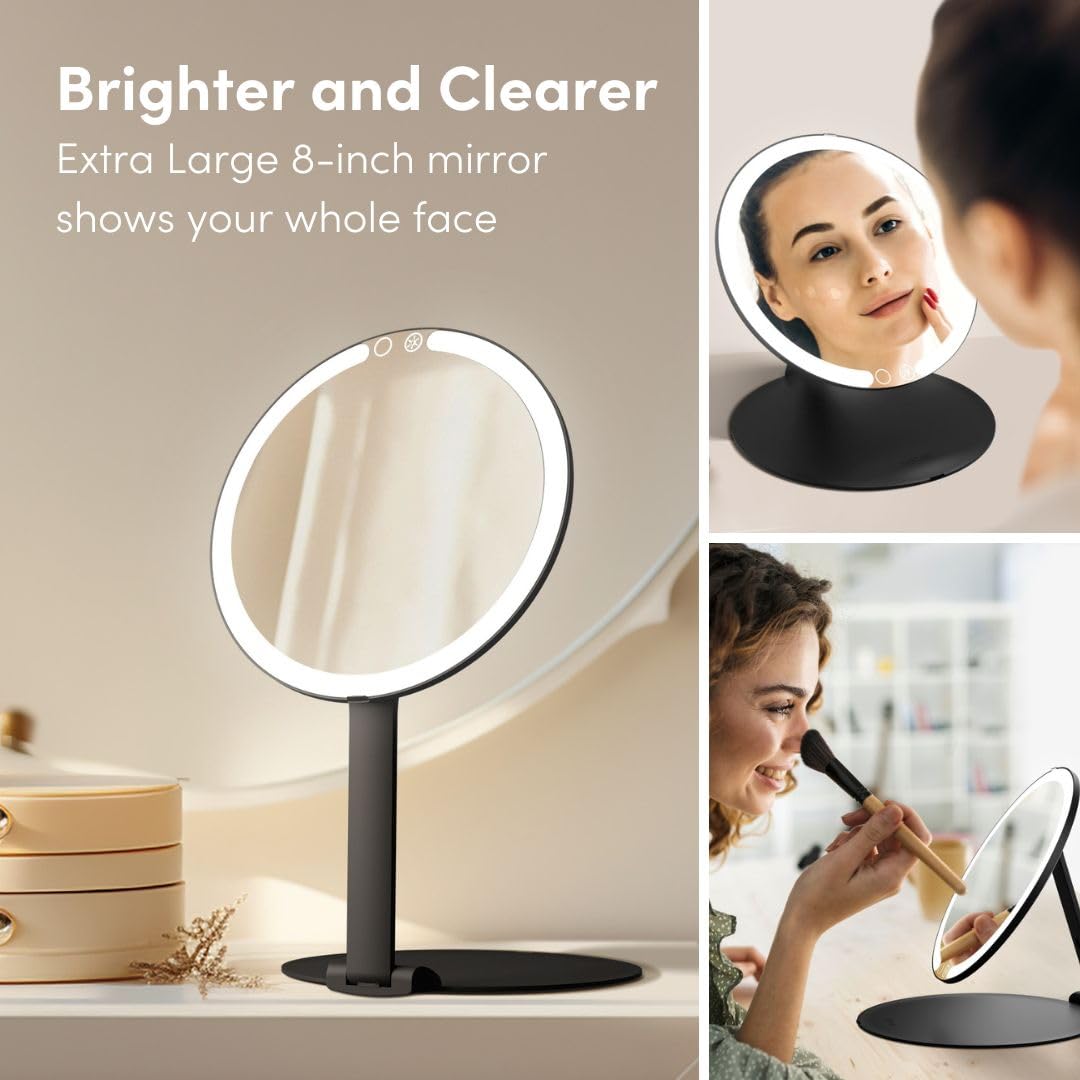 46 LED lights illuminate makeup with bright, even coverage