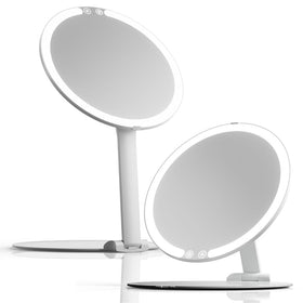 Fancii Abigail 8-inch LED travel mirror with foldable stand for effortless viewing angles.