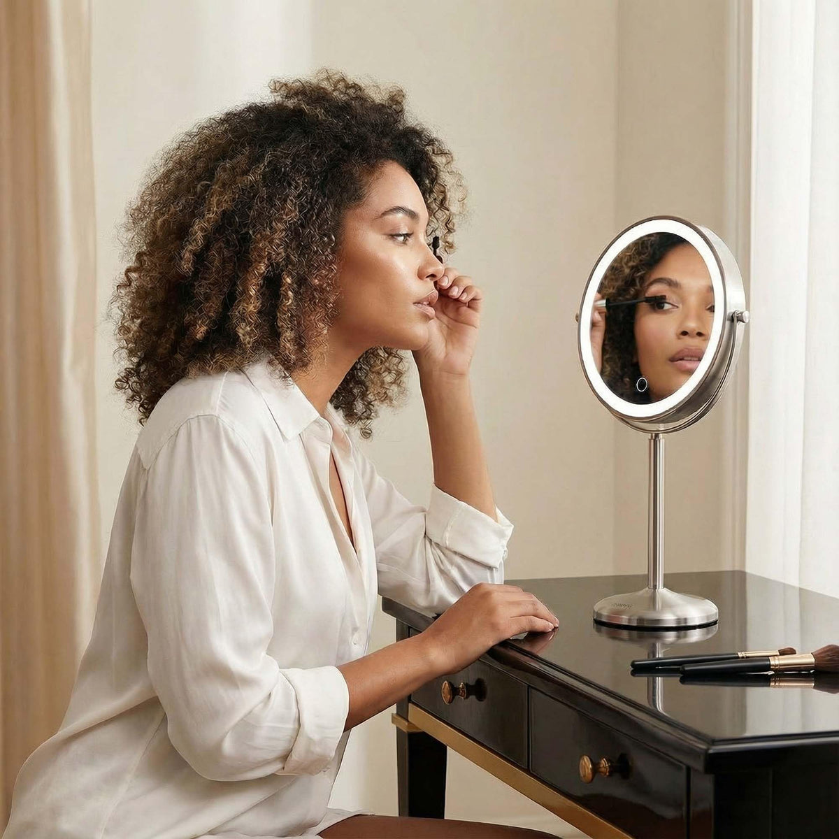 Fancii double-sided vanity mirror for versatile beauty tasks.