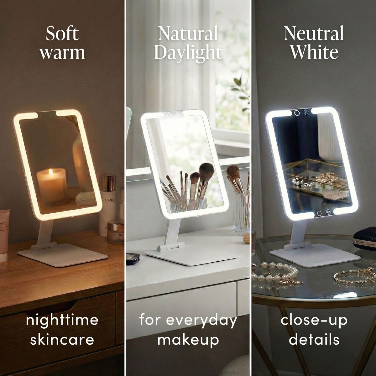 Ultra-slim travel mirror by Fancii Nora Mini fits in a bag with ease.