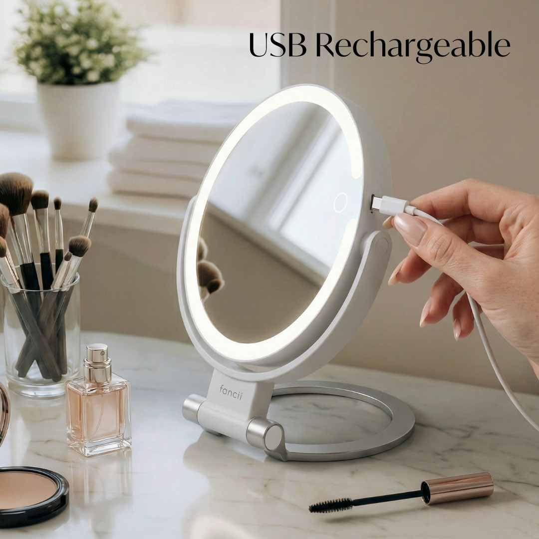 Fancii Sadie travel-friendly vanity mirror ready for hotel bathrooms.