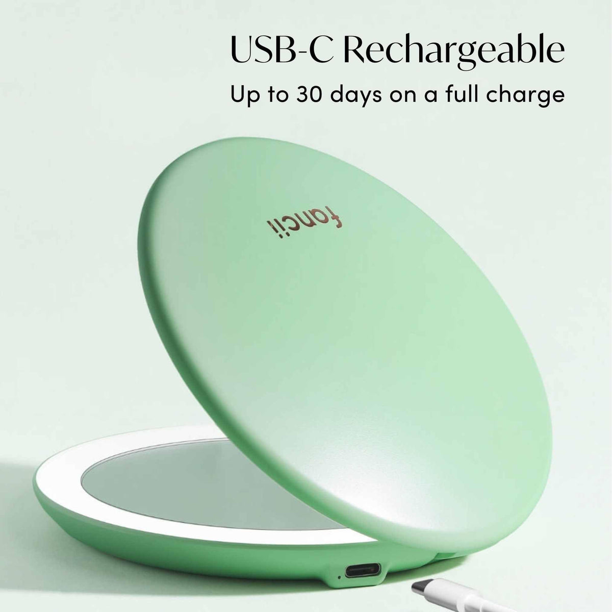Fancii Taylor compact mirror fits in purse for on-the-go touchups.