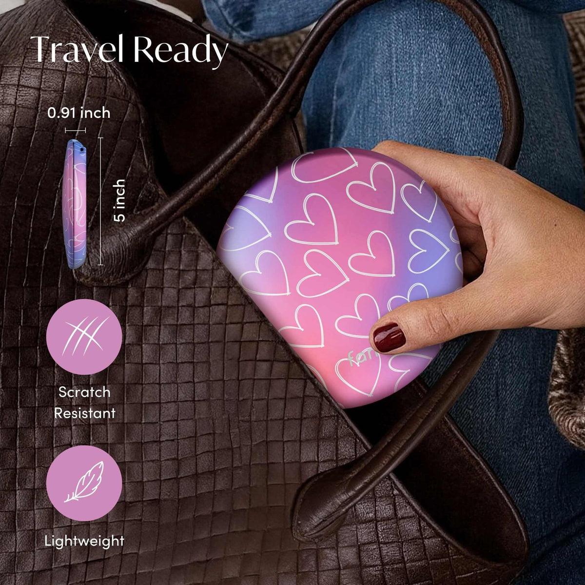 Dual magnification supports full-face makeup or precise detailing like tweezing.