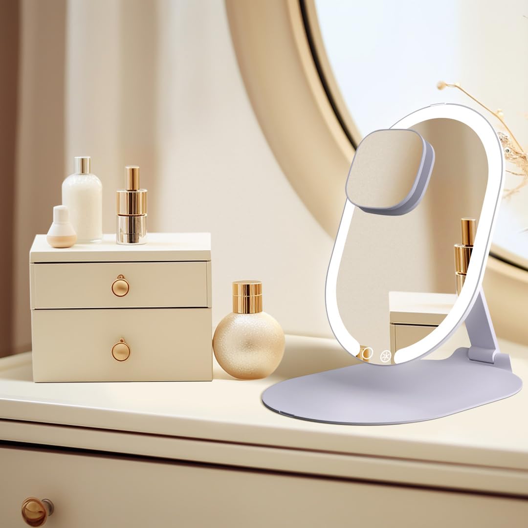 Fancii travel mirror folds flat for secure packing in luggage.