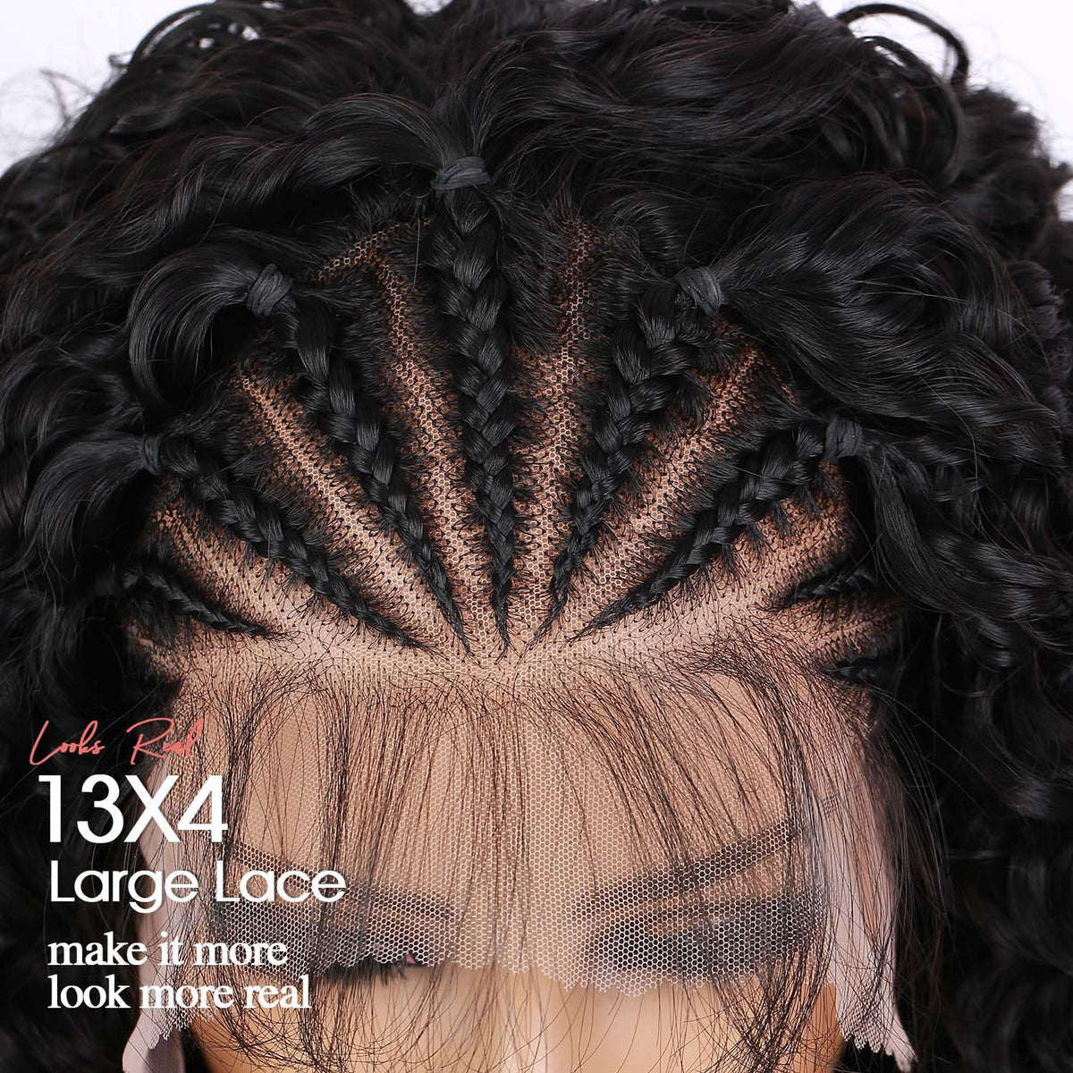 Fancy Hair adjustable fit demonstrated on a head circumference of 22–23 inches.