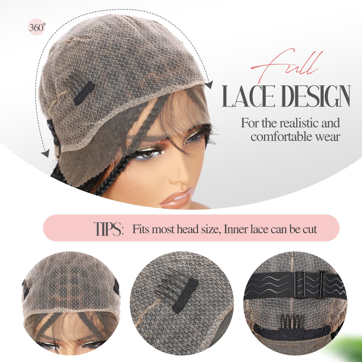Fancy Hair Braided Wig package includes wig cap and random gift for styling options.