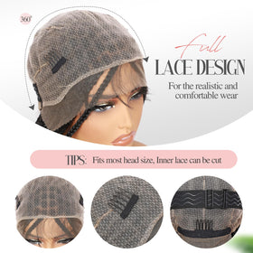 Fancy Hair Braided Wig package includes wig cap and random gift for styling options.
