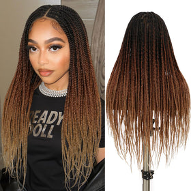 Fancy Hair Braided Wig ombre 1B/30/27 close-up shows natural texture and dimensional color.