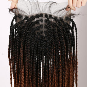 Fancy Hair Braided Wig square lace design blends with skin for a seamless look.