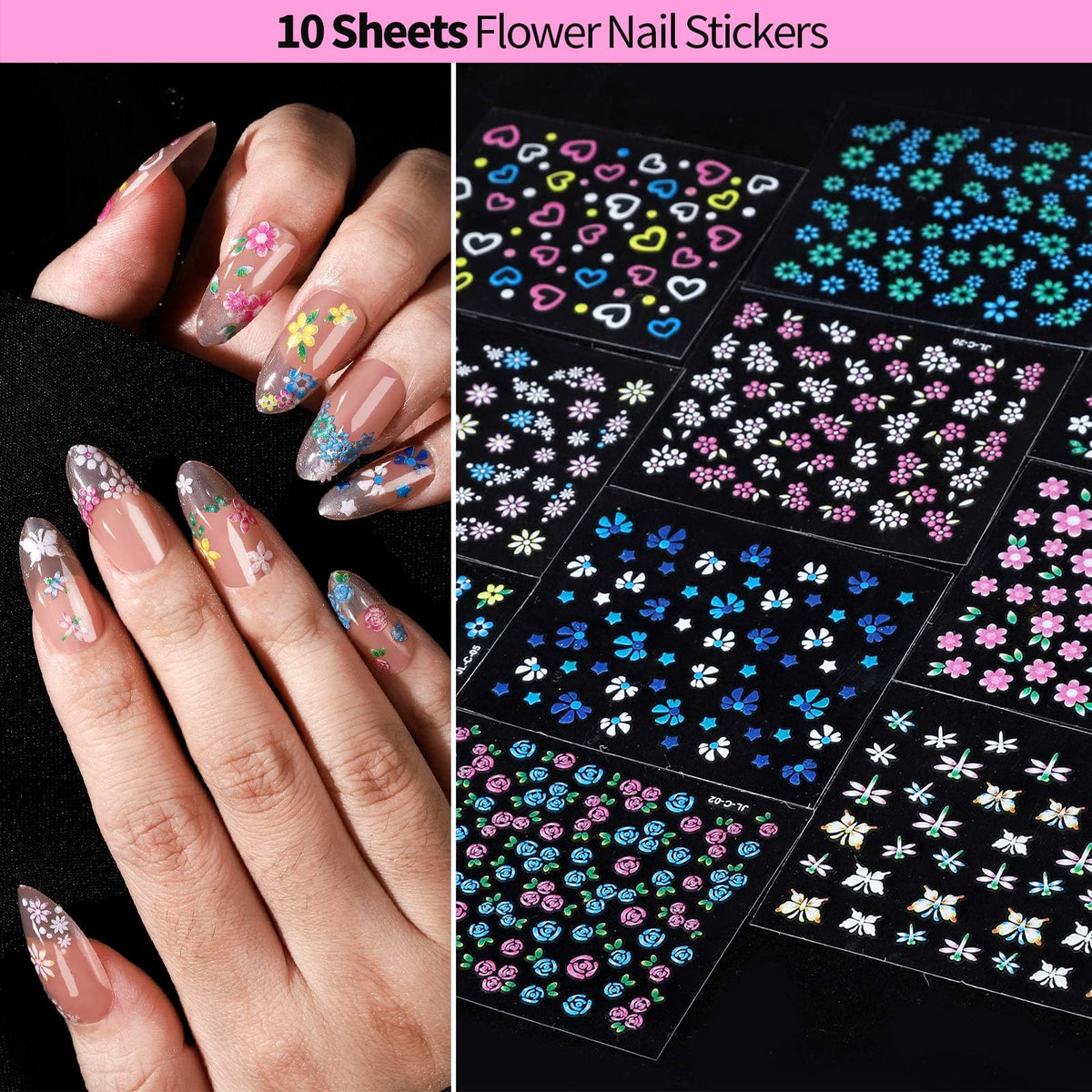 FANDAMEI floral stickers expand manicure ideas with ready-made patterns.