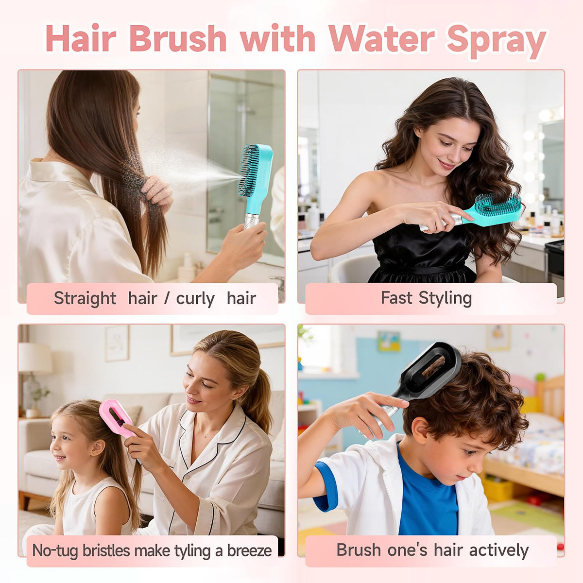 Fangtaiabc Hairbrush Mister combines brush and spray for efficient one-tool styling.