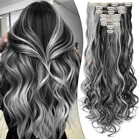 Fanguilar clip-in extensions in 24inch long wavy style for instant volume.