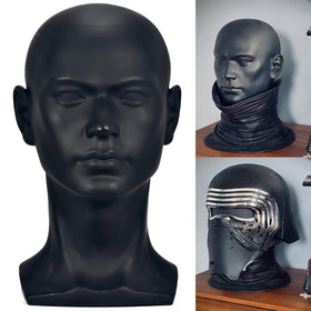 FanLin matte-black male mannequin head for versatile display of wigs, hats, and accessories.