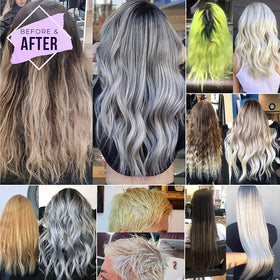 Swatches show preserved Fanola blonde tone between salon visits.