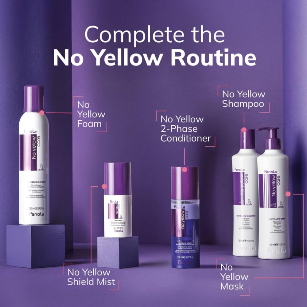 Fanola No Yellow Purple Hair Mask bathroom setup for convenient at-home toning