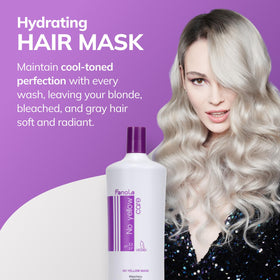 Fanola No Yellow Purple Hair Mask violet pigment dispersion demonstrates even tone from grey to blonde