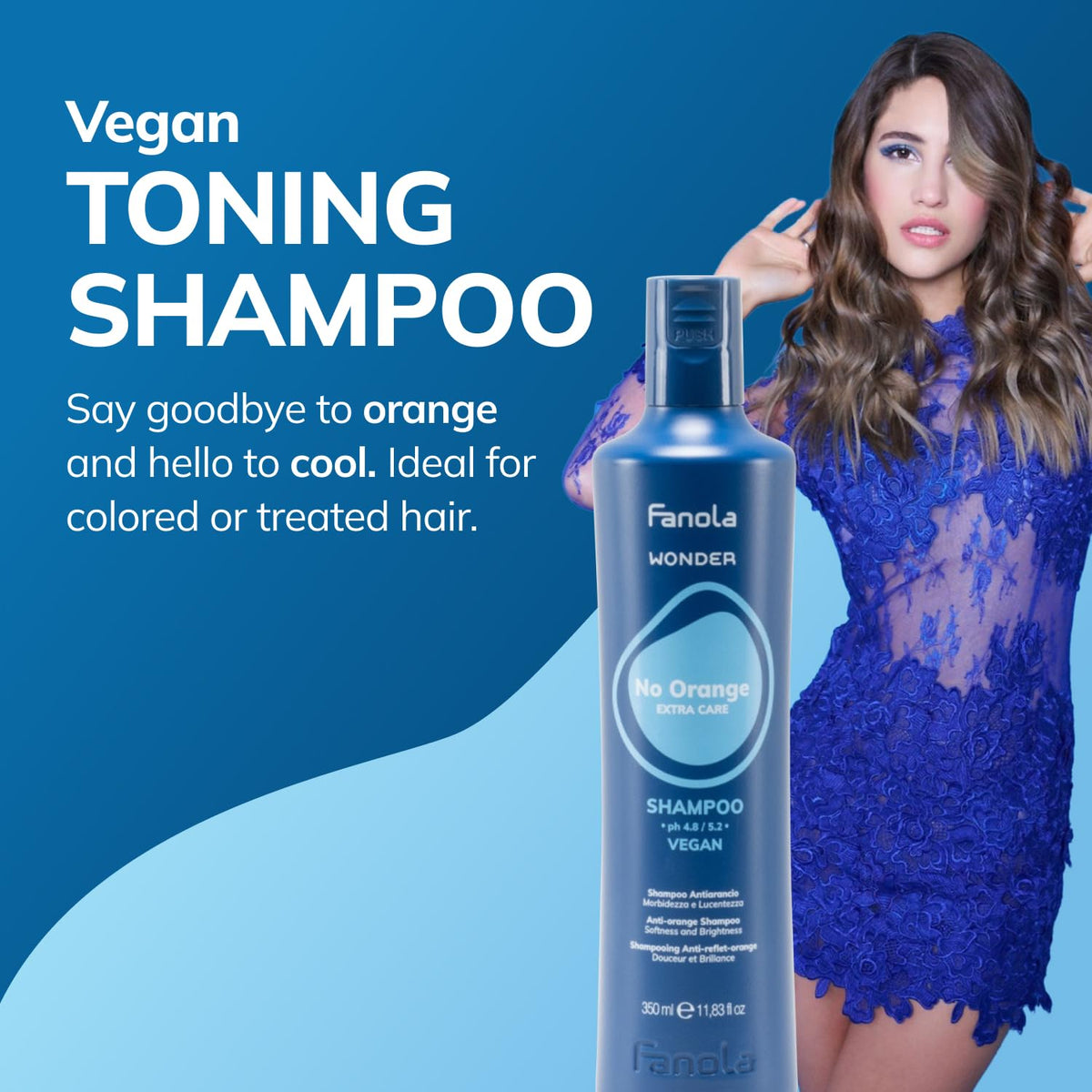 Fanola Wonder Blue Shampoo lather close-up for cool brunette or blonde tones