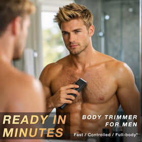 Fanovae Body Trimmer in use on chest shows smooth edges and steady control.