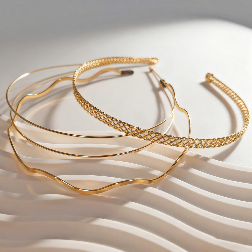Fanssya three-piece headband set with double-band for everyday elegance.