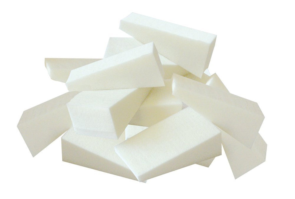 Fantasea latex-free foam wedges for precise makeup application and gentle removal.