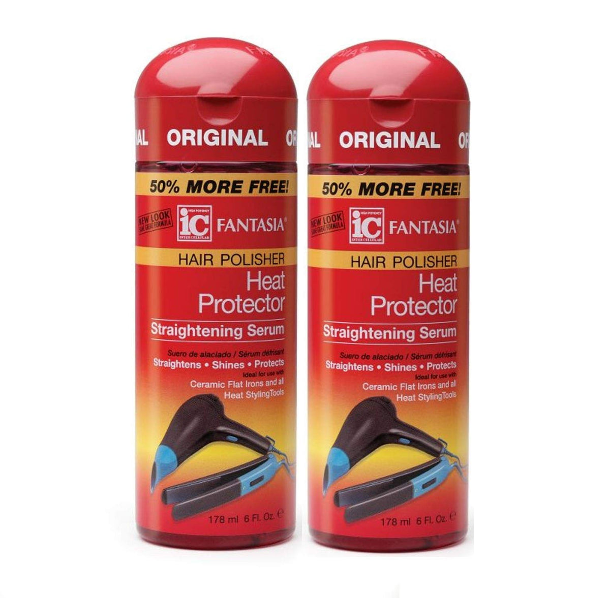 Fantasia High Potency IC Heat Protector bottle for silky, protected hair during heat styling