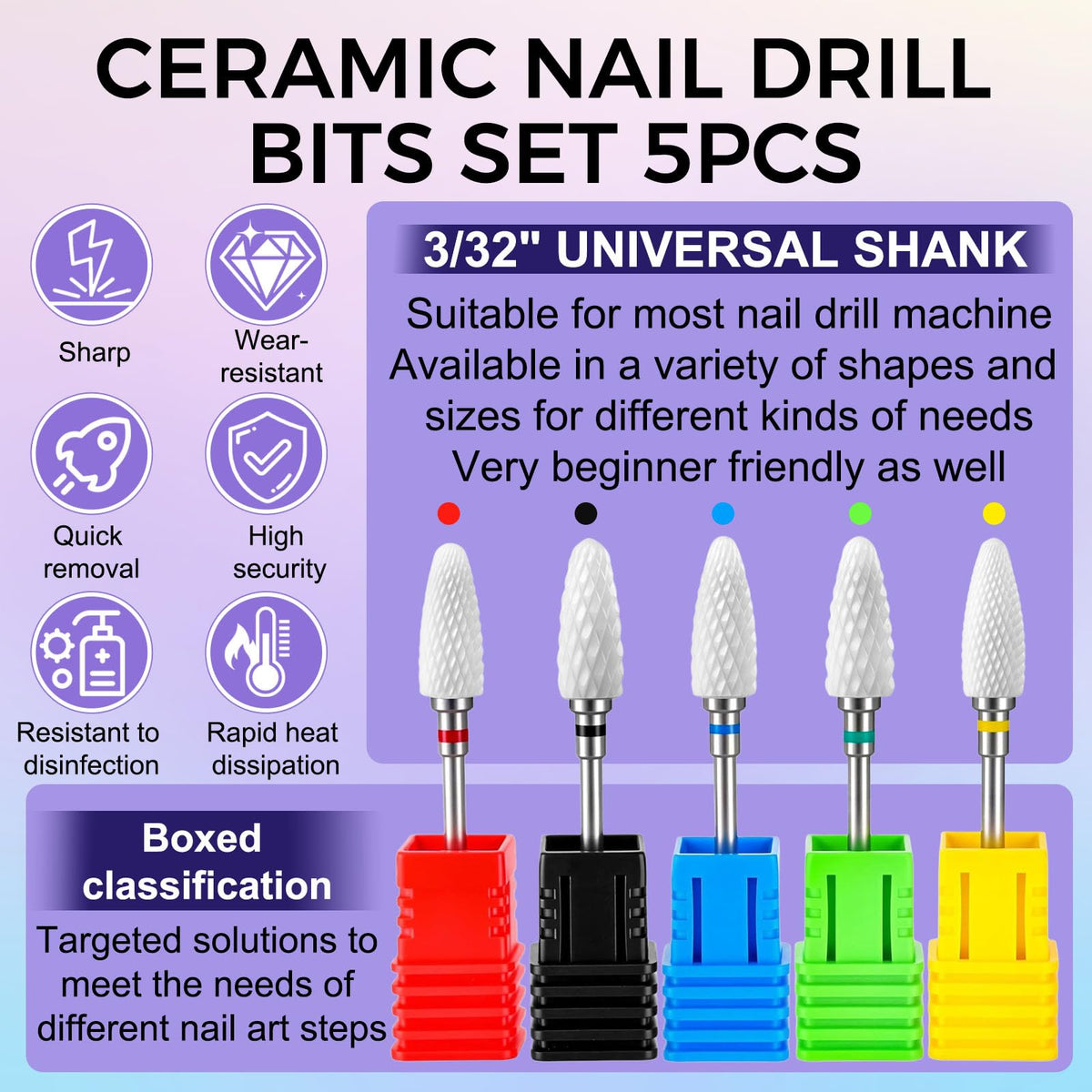 Fantexy corn shape fine ceramic nail bit for smooth filing