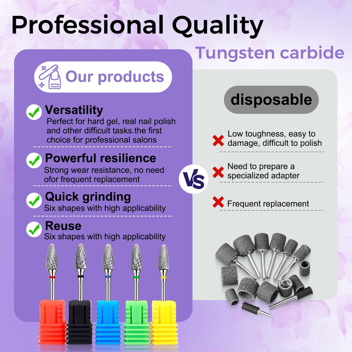 FANTEXY nail drill bits set – extra coarse for fast material removal.