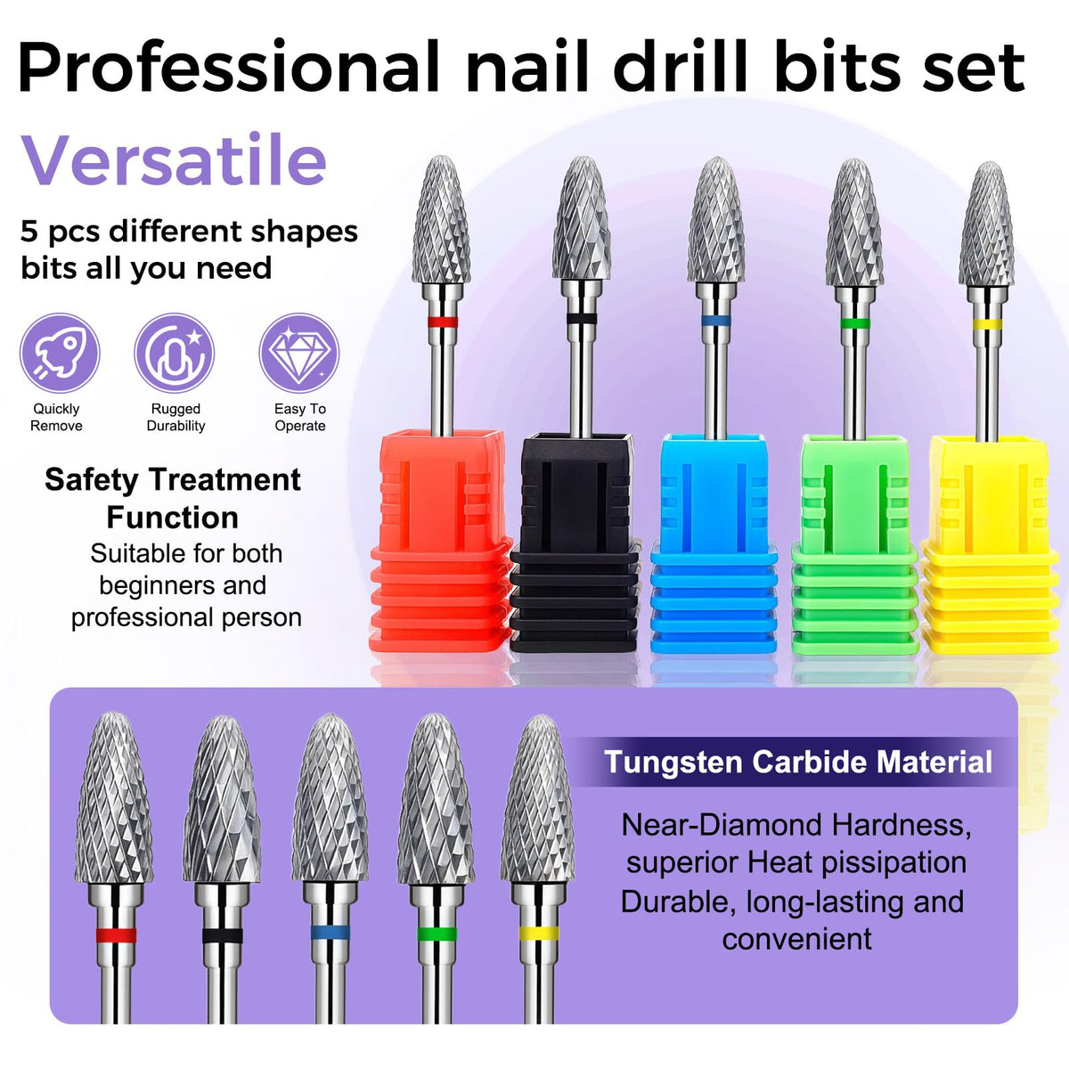 FANTEXY nail drill bits set – fine grain for smooth polish removal.