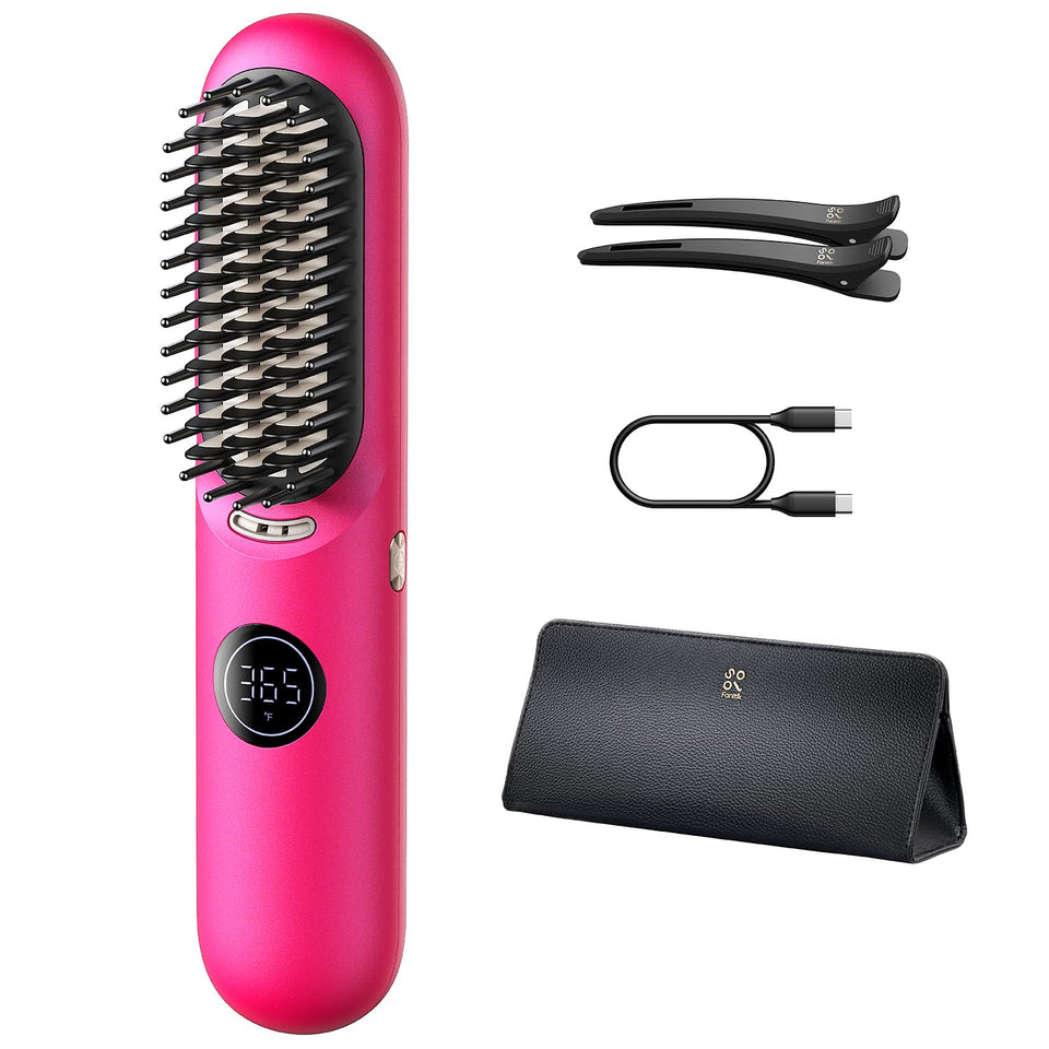 Fanttik Solo I10 Apex pink straightener brush for quick styling on the go