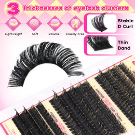 FANXITON D Lash Clusters Kit beginner-friendly for at-home salon-quality lashes.