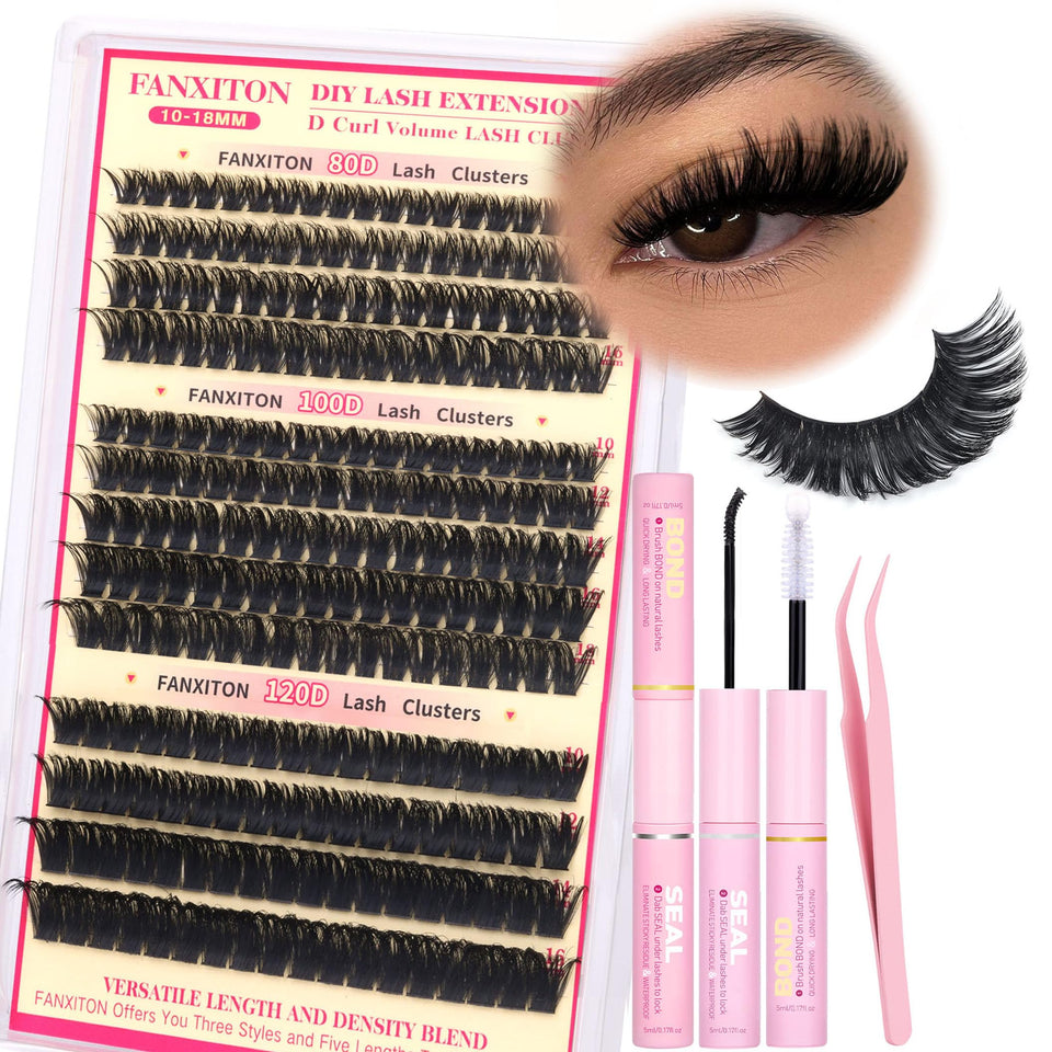 FANXITON D Lash Clusters Kit collection for customizable volume looks.
