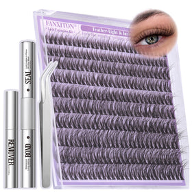 FANXITON lash clusters kit contents ready for at-home salon results.