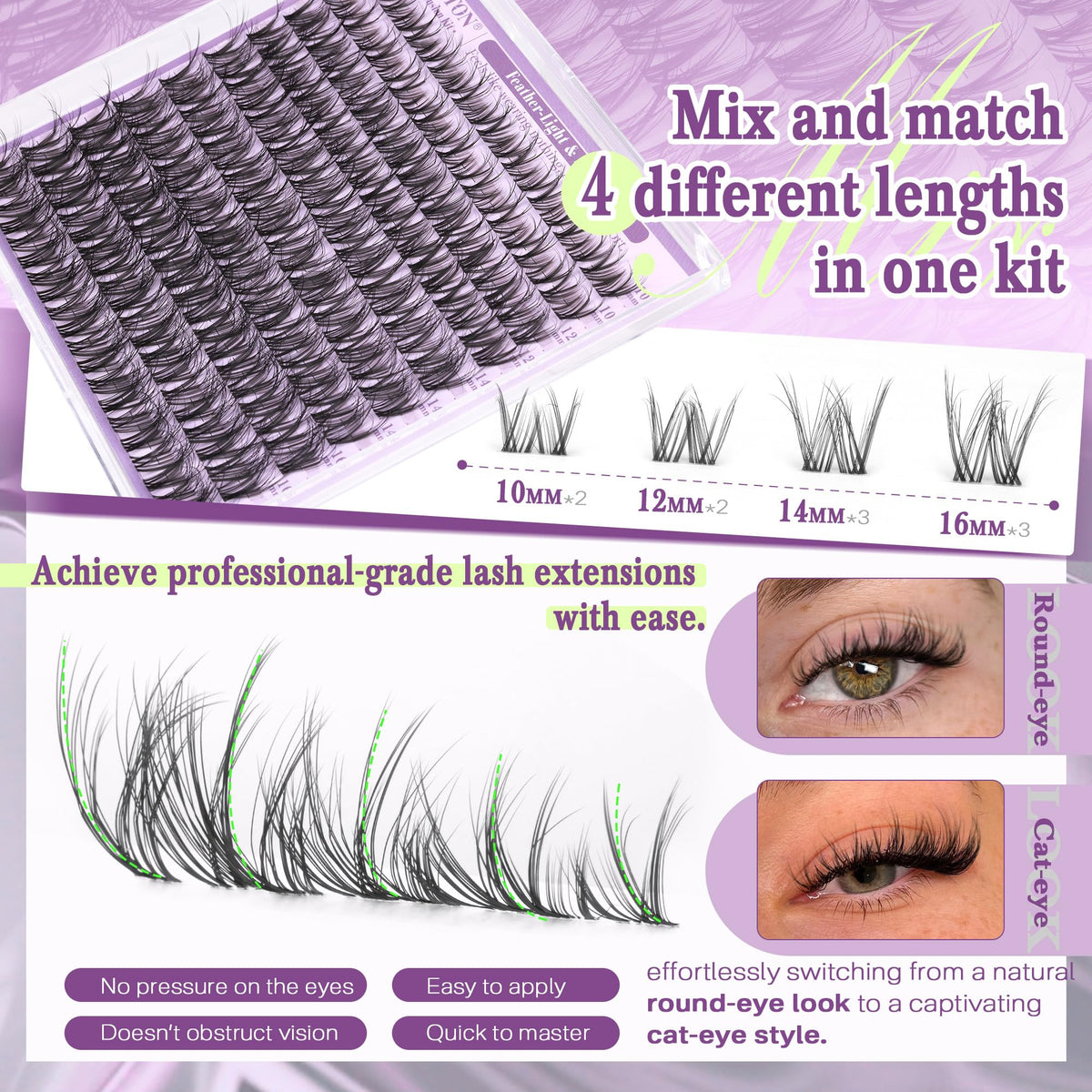 FANXITON spider lash clusters 10mm for natural daytime enhancement