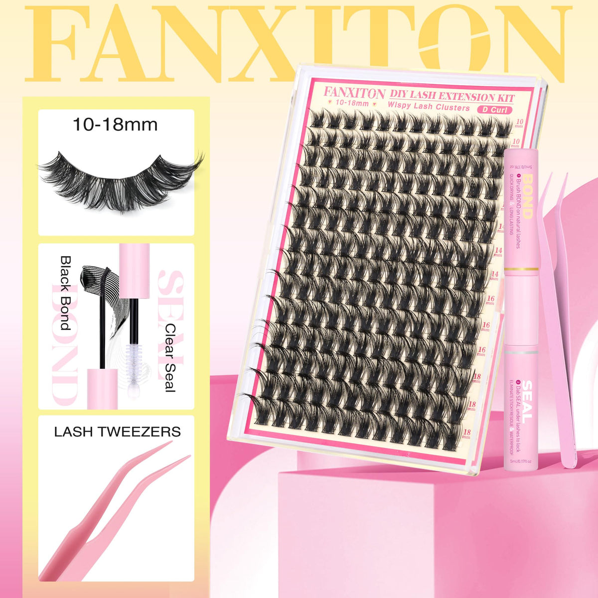 FanXiton wispy lash clusters in 10mm length for subtle lift